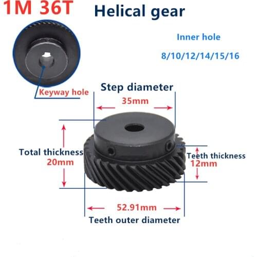 Custom helical teeth 1Mod 36T 1mould 36 teeth T spiral staggered 45 degree helical gear