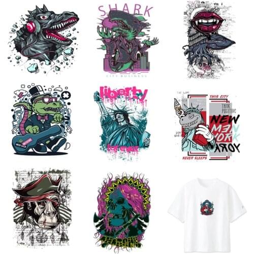 Iron-on Transfers for Clothing Patches Patch Ironing Stickers Diy Applique Stripe Rock Vinyle Adhesive Flex Fusible Transfer C