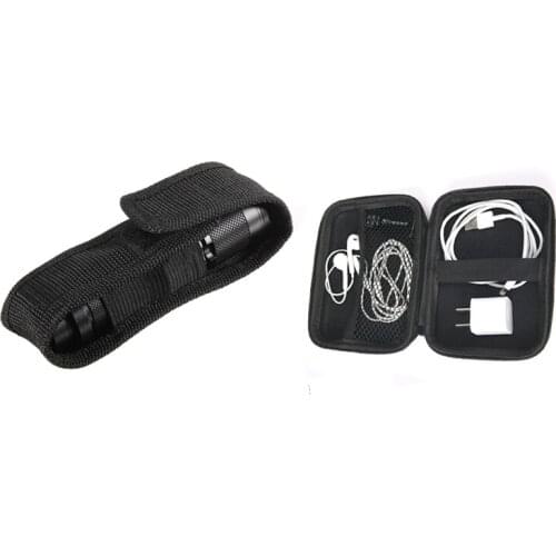 Top 2Pcs 13cm Black Nylon Holster Holder Belt Pouch Case Bag with Earphone Bag Earphone Storage Bag