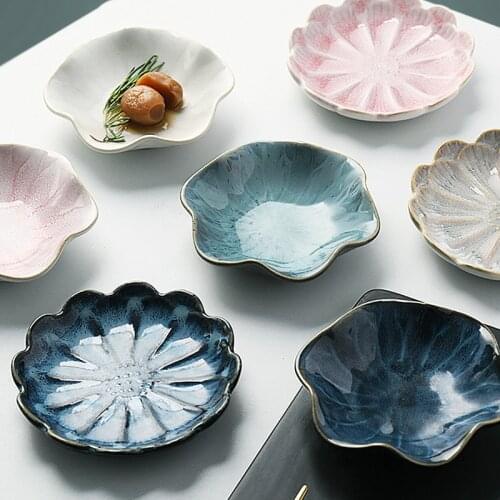 Japanese kiln lotus leaf bone plate creative Nordic tableware hot pot barbecue dish ceramic plate dinner set porcelain