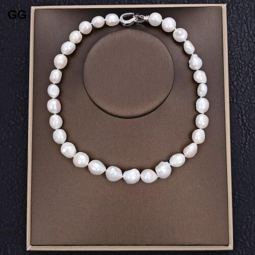 GuaiGuai Jewelry Valentines Day Gift Freshwater White Baroque Keshi Pearl Necklace For Women