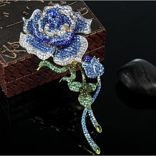 Zlxgirl Big size rose flower brooches jewelry for women bridal accessories fashion women hijab pins scarf pins Crystal broches