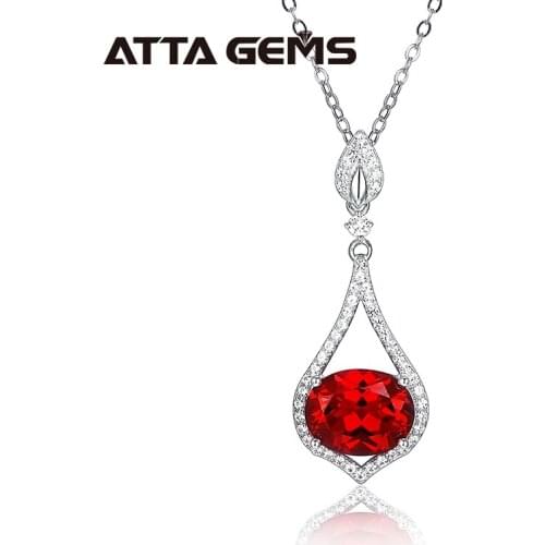 Ruby Sterling Silver Pendant for Women Fine Jewelry Gift for Mothers Day Created Ruby 3.5 Carats Classic Style