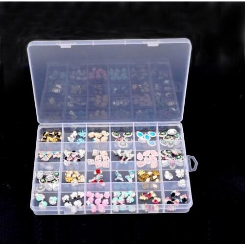 1pcs 24 Slots Transparent Plastic Storage Box Organizer Case Nail Art Gems Jewelry Beads Nail Decoration Container Storage