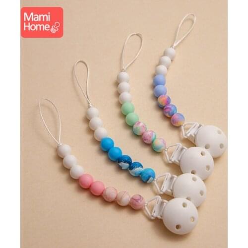 1PC Baby Chain For Pacifier Bpa-free Star Bead Silicone Pacifier Clip Food Grade Training Chew Baby Care Teether Baby Goods