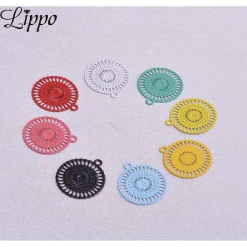 100pcs AC2827 18mm*21mm Metal Painted Eyes Charms filigrane pour fabrication bijoux