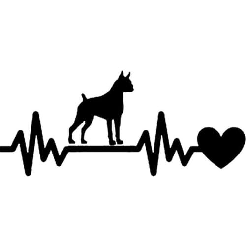 19*8.2CM Boxer Dog Heartbeat Lifeline Car Stickers Vinyl Decal Car Styling Motorcycle Truck Decoration Black/Silver S1-0900