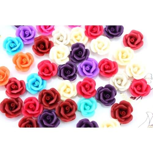 200pcs 20mm Resin handmade rose flower assorted colors Cabochons jewelry bead focal cab Flat Back pendants matt finish