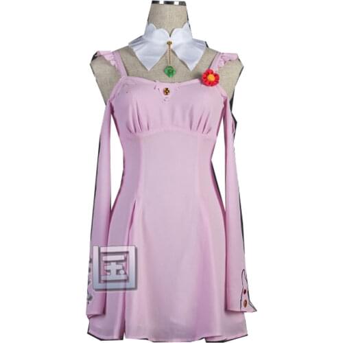 2016 ReZero kara Hajimeru Isekai Seikatsu Emilia Cosplay Costume Pink Lolita Girls Dress Casual Wear