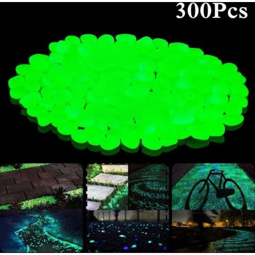 300Pcs Durable Fish Tank Garden Decorative Luminous Pebbles Long Lasting Glowing Rocks Reusable for Fish Tank