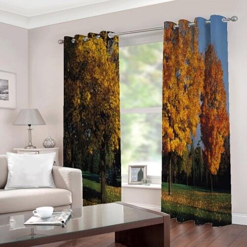 Custom 3D Blackout window Curtain Modern Autumn Forest landscape For Living Room Bedroom Dining Room Romantic Drapes Sets