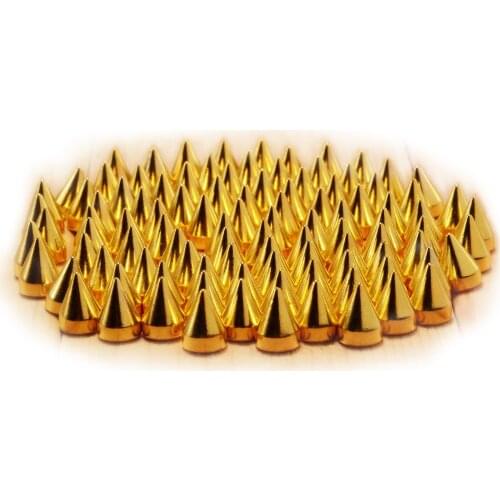 Practical SZD 9.5mm 100pcs Screwback Gold Cone Spikes Studs Leathercraft DIY Punk Spots Bullet