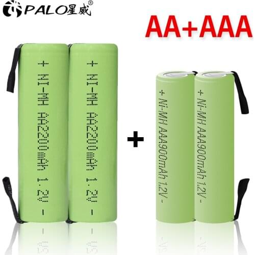 1.2V Ni-MH Battery Cell Green Shell with Welding Tabs AA + AAA Rechargeable Battery for Philips Electric Shaver Razor Toothbrush