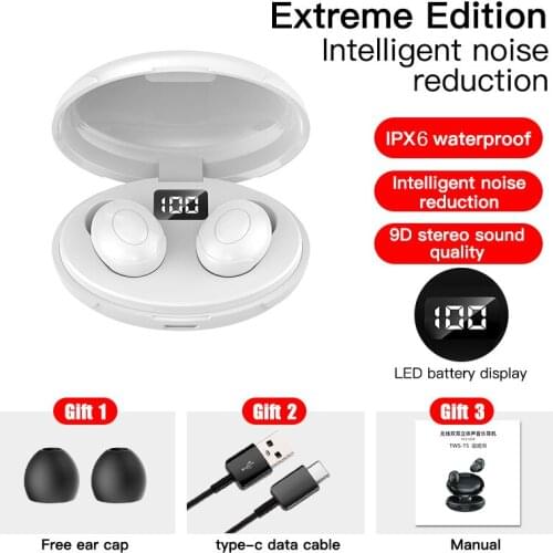 TWS Bluetooth Wireless Earphones Bass Sound LED digital Waterproof Noise Reduction Headset gaming Headphone for iPhone Earbuds