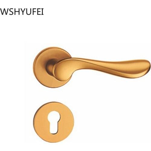 Shiny gold / zinc alloy door handle interior / bedroom door lock split mute door lock, door hardware accessories home decoration