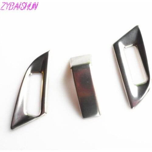 Stainless steel center console Air conditioner Outlet frame decorative cover for peugeot 4008 5008 2017 car accessories 3 pcs