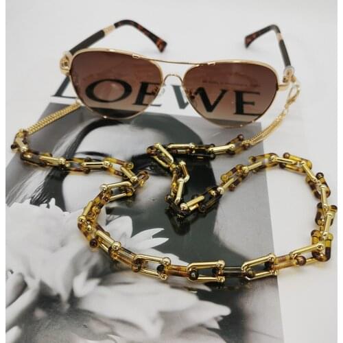 New Acrylic Leopard Metal Sunglasses Mask Chains Women Men Reading Glasses Hanging Neck Lanyard Glasses Chain Eyeglasses Strap