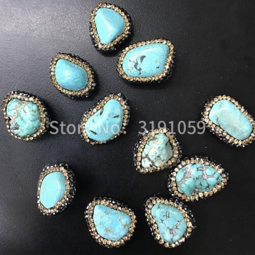 Natural raw ore high necklace with crystal set original design Jewelry Beads Connector For DIY 10pcs