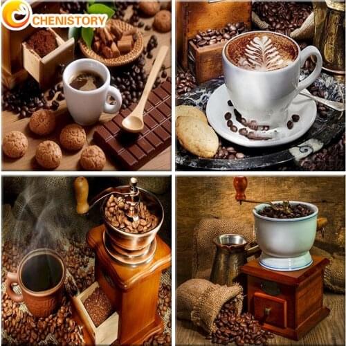 CHENISTORY 5D Diamond Art Painting Full Square Round Coffee DIY Cross Stitch Diamond Embroidery Needlework Sale Handmade Gift