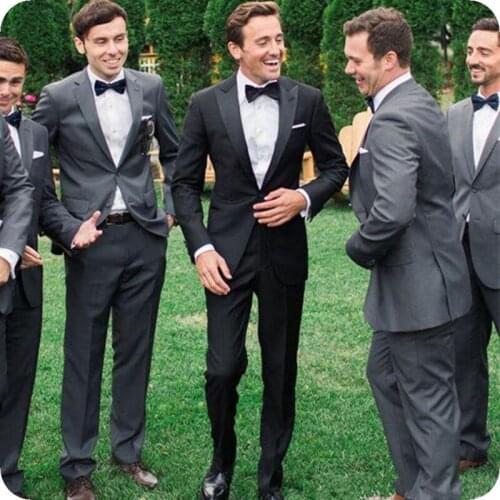 Black Groom Wedding Tuxedos Men Classic Suits Peaked Lapel 2Piece Jacket Best Man Blazer Groomsmen Ternos Costume Homme Mariage