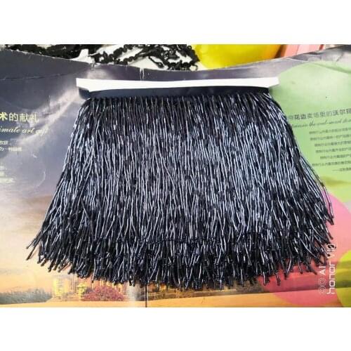 Black color High quality top selling beaded Fringe Ribbon Trim Fringe Tassel Lace Trim BZL-10199 for Clothing Decoration