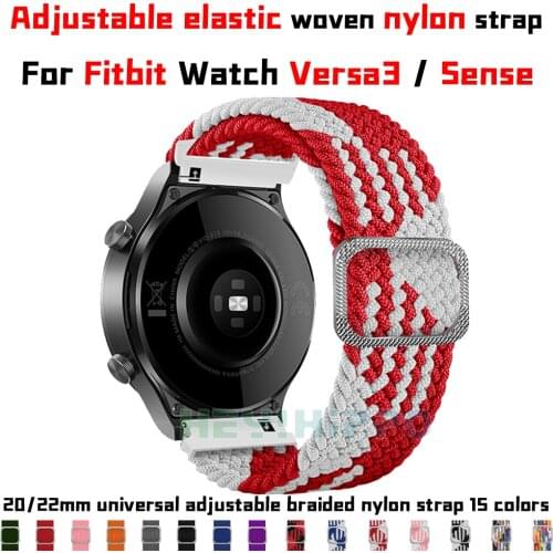 Stretch Weave nylon strap For Fitbit Versa 3 Adjustable fiber braided band for fitbit watch Versa3 Sense accessories