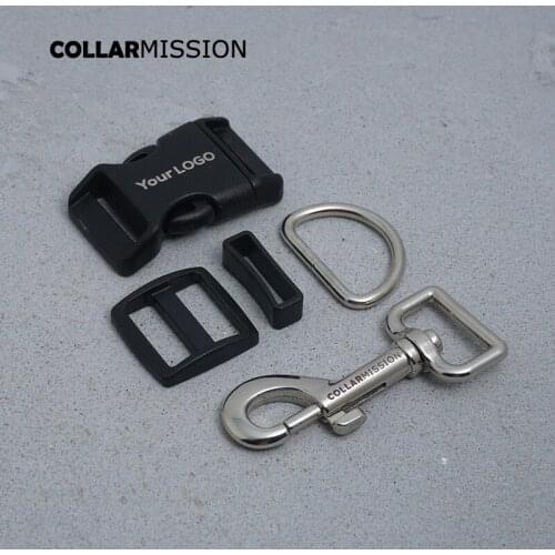 Engraving(plastic buckle+Tri-Glid+square keeper+D ring+metal dog clasp/set) process black 25mm DIY dog collar accessories