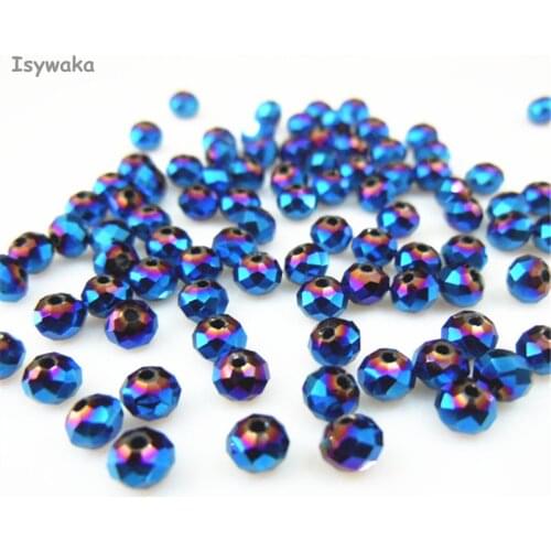 Isywaka Shining Blue Colors 3*4mm 145pcs Rondelle Austria faceted Crystal Glass Beads Loose Spacer Round Bead for Jewelry Making