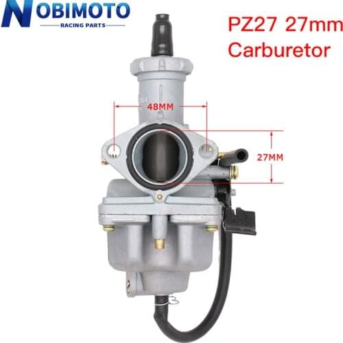 Motorcycle Carburetor Keihin PZ27 27mm Hand Cable Chock Carb for 125 150 200 250 300cc Motorbike Dirt Bike Quad ATV