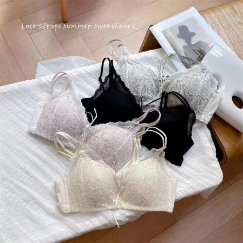 Women Bra Sets New Lace Rimless Bralette Small Chest 3/4 Cup Wireless Seamless Underwear Comfortable And Breathable Lingerie