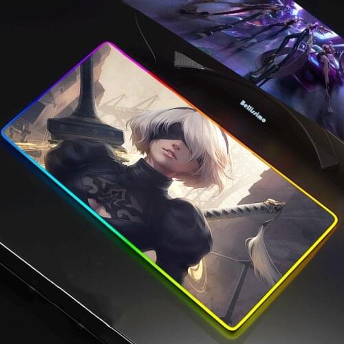 NieR Automata Mouse Pad Anime LED RGB XXL Anti-slip Rubber Pad Play Mats Gaming Keyboard Laptop Computer Mousepad Gamer Mausepad