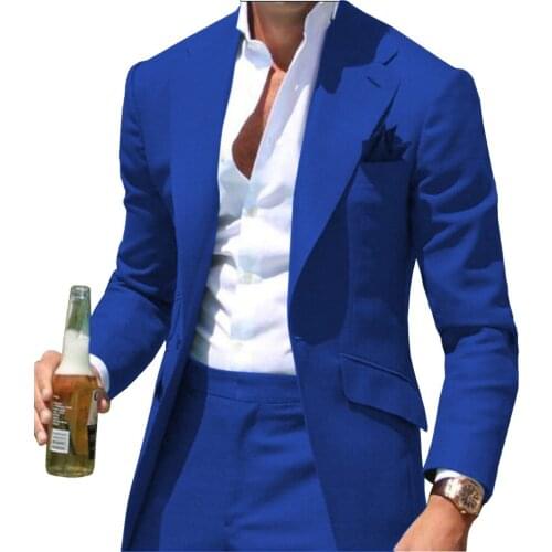 One Button Men Suits 2 Pieces Handsome Groom Tuxedos Notch Lapel Wedding Prom Dinner Blazer (Jacket+Pants+Tie)