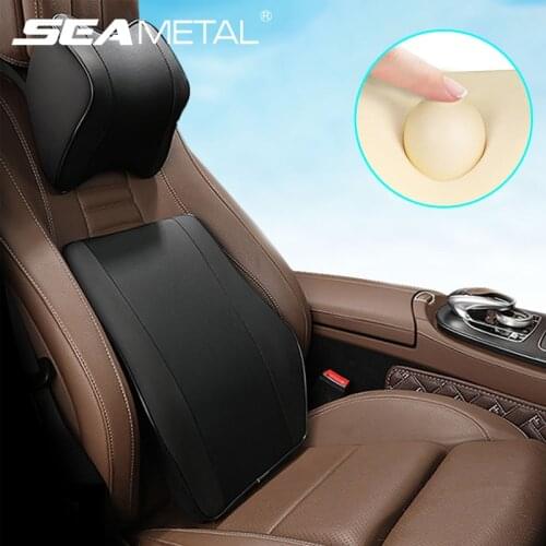 Car Pillow Set 3D Memory Foam Auto Headrest Waist Pillow Super Soft Waist & Head Support Massage Reduce Fatigue Car Accessories