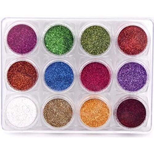 12 set nail glitter set moving glitter makeup brush set glitter makeup sets for kid DIY decoration