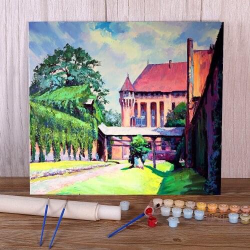 Landscape Malbork Castle Painting By Numbers Kit Oil Paints 50*70 Oil Painting Loft Picture Crafts For Adults Handiwork