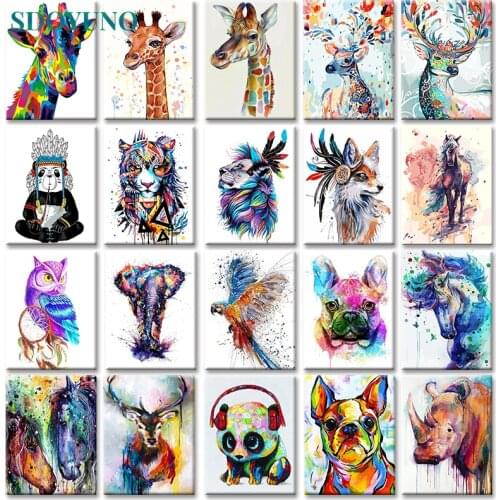 GATYZTORY 40x50cm Frameless Painting By Numbers Animals On Canvas Pictures By Numbers Home Decoration DIY minimalism Style