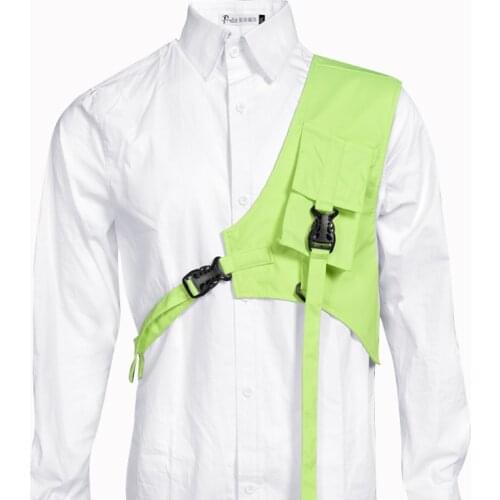 Hip-Hop Clothes Male Half Vest Tooling Functional Oblique Shoulder Vest ChildrenS Hip-Hop Jazz Dance Vest Rave Clothes DN8647