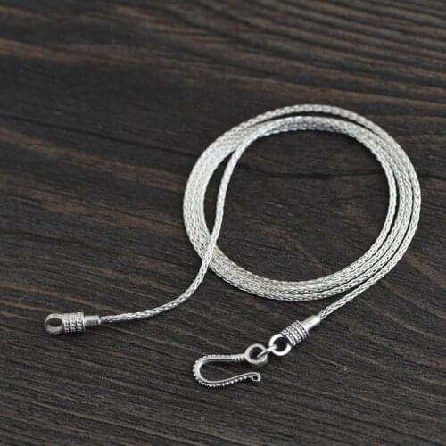 BOCAI New 100% pure S925 silver jewelry retro fashion braided horsewhip chain detachable simple design Man and Woman necklace