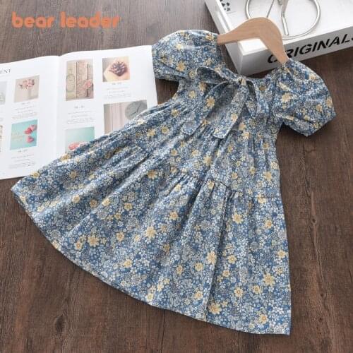 Bear Leader Baby Girls Princess Party Dresses Summer Baby Fashion Floral Bowtie Cute Dress Kids Casual Sweet Vestidos For 2-7Y