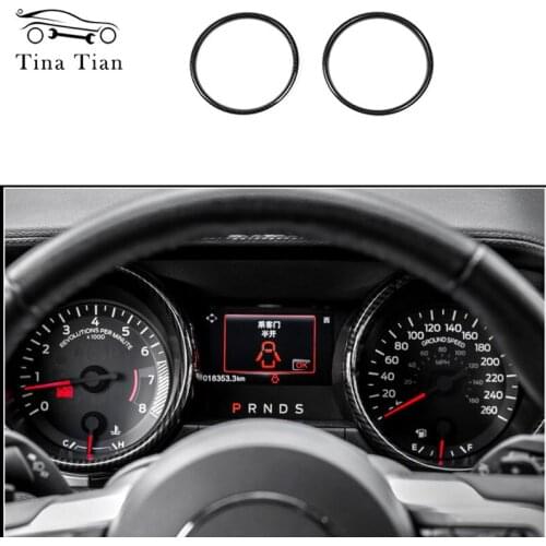 Fit for Ford Mustang 2015-2018 ABS Carbon fiber color Interior Instrument Panel Dashboard Decoration Ring Cover Trim Stickers