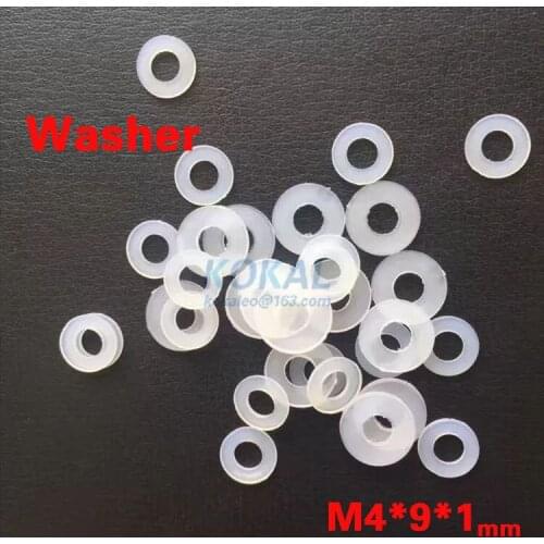 [4*9*1] 500pcs/lot inner 4mm M4 series flat nylon white PA66 washer 4*9*1MM flat plain gasket ring washer DIY house shim