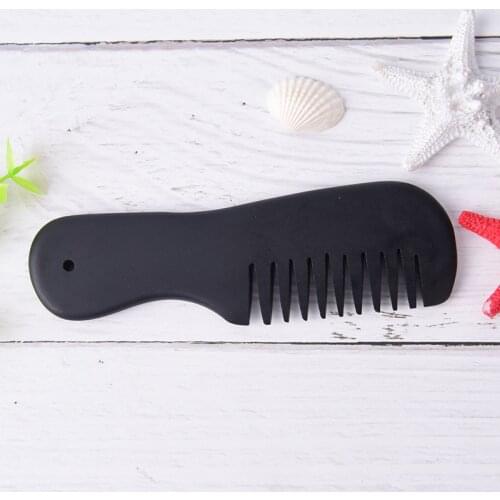 Black Bian Stone Guasha Comb No Static Health Care Hair Brush Relax Tool Energy Gua Sha Board Acupuncture Massage Relaxation