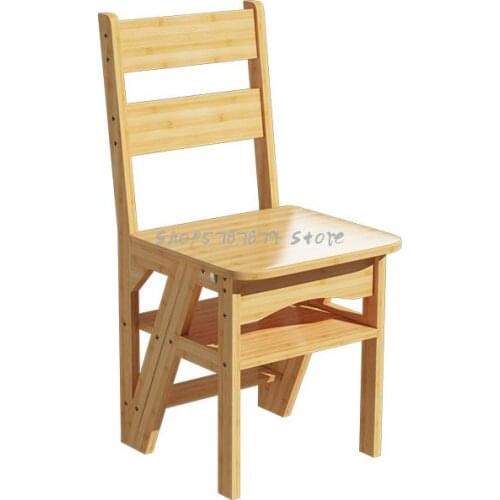 Multifunctional Stair Chair Household Ladder Stool Dual Purpose Folding Climbing Stool Four Layer Back Chair Solid Wood Four Ste