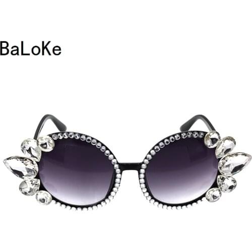 Baroque rhinestones cat eye sunglasses women designer cool black cat eye crystal sun glasses sexy shades for women