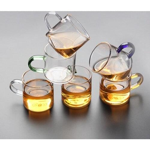 Heat-Resistant Transparent Thicken Glass Cup Drinking Utensils Colorful Handle Glass Tea Cup Glass Beer Mug For Home