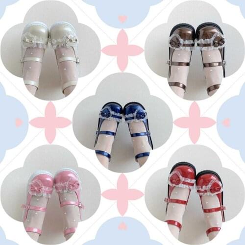 Lolita small shoes love lace thick bottom cute bow ruffle JK Uniform Lolita Shoes Round Head girl PU Lovely Loli Princess cos