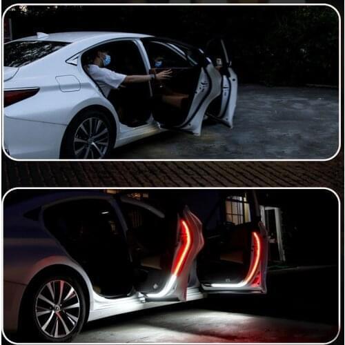 Universal Car Door Opening Warning 120cm 2Pcs Universal LED Auto Door Opening Signal Lamps Anti Collision Light Strip 12v