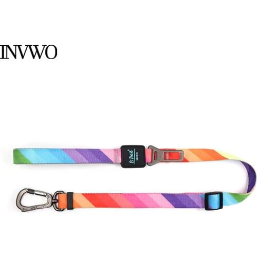 INVWO Pet Solid Leash Car Safety Buckle Adjustable Rope Two Uses Leash Carabiner Suitable for All Breed Go Outdoors Dog and Cat