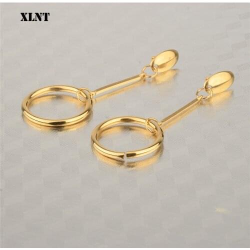 XLNT NEW Gold Metal Tassel Earrings for Women Long Circle Pendant Earings Fashion Jewelry Statement Geometric Vorbellen Vrouwen