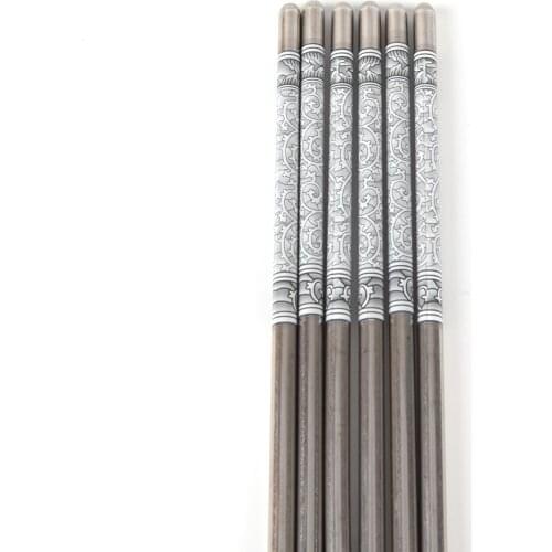 1Pair Chinese Vintage Blue And White Porcelain Floral Pattern Home Kitchen Restaurant Stainless Steel Chopsticks